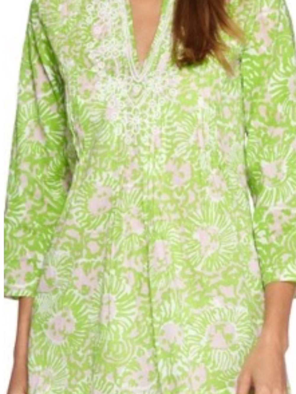 Lilly Pulitzer Green and Pink Floral Sarasota tunic top/ beach coverup